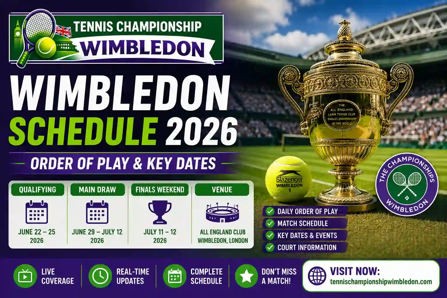 Wimbledon Schedule 1 Wimbledon Schedule 2026 — Order of Play & Key Dates